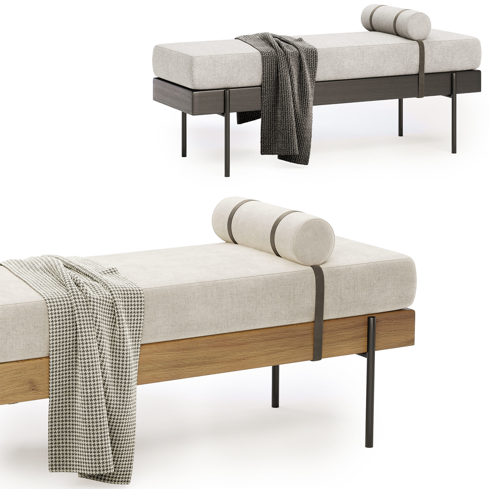 Colburne Upholstered Bench 3D model_1