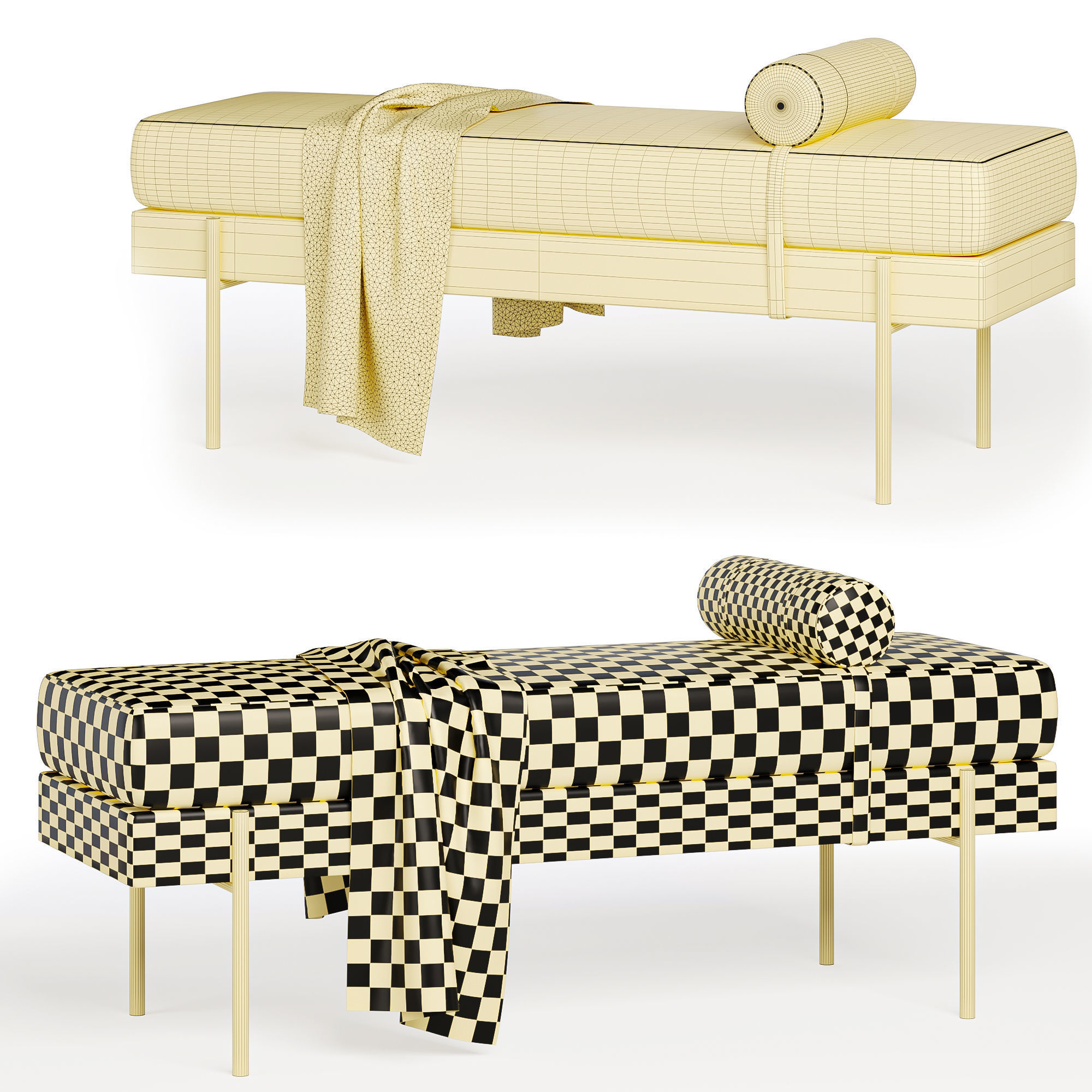 Colburne Upholstered Bench 3D model_7