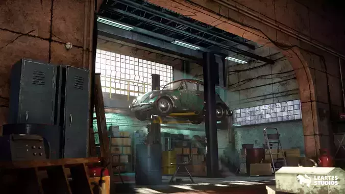 Garage Warehouse Environment-Garage Warehouse-Modular Garage Low-poly 3D model