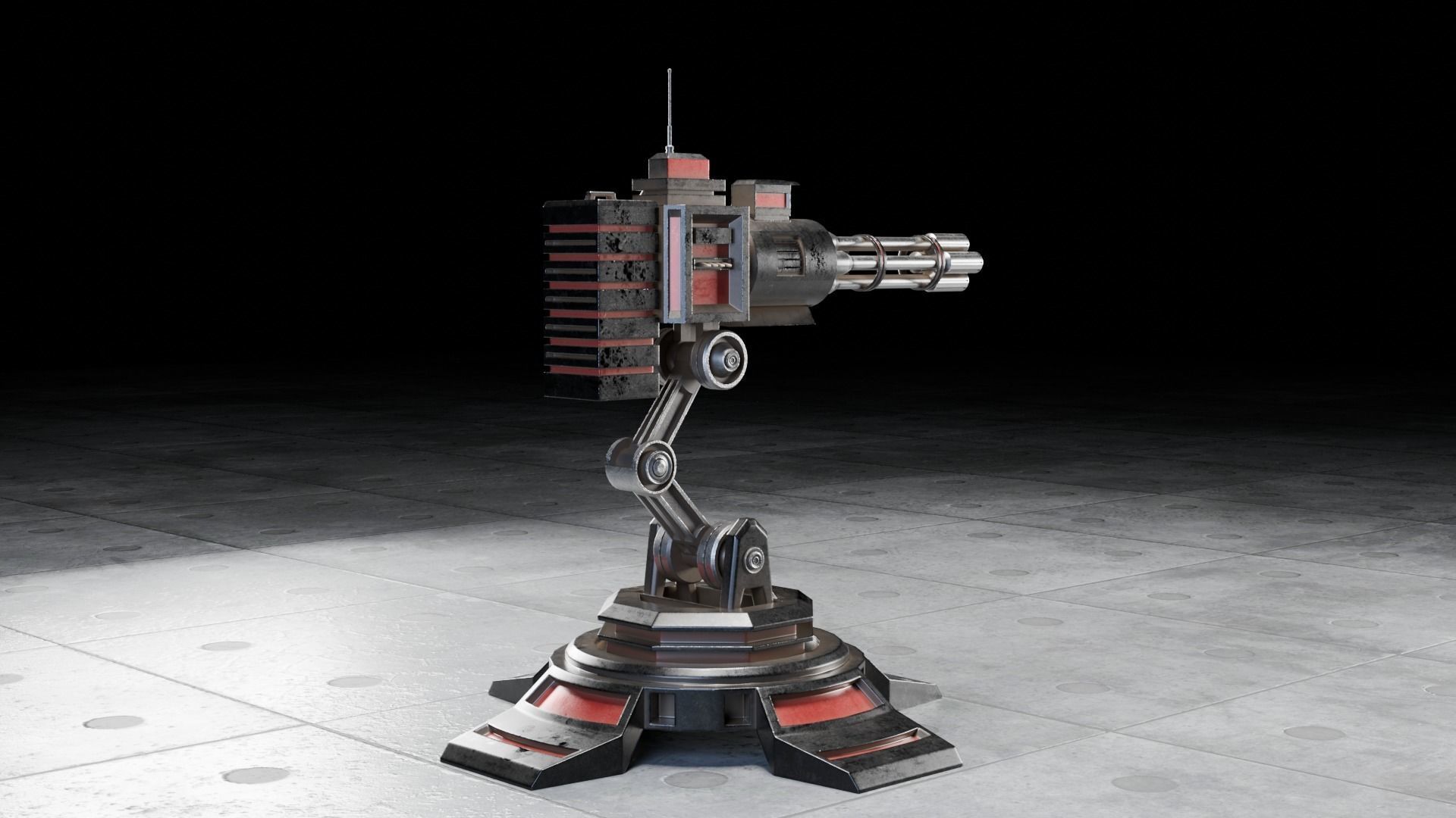 Automatic turret installation Low-poly 3D model_9