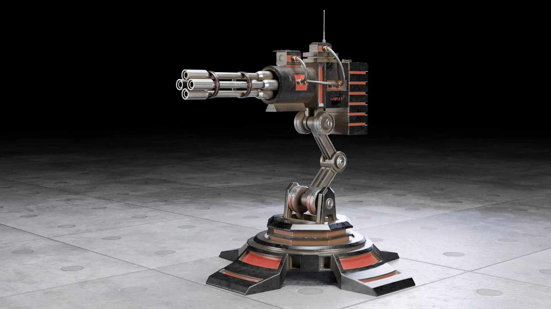 Automatic turret installation Low-poly 3D model_0