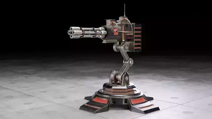 Automatic turret installation Low-poly 3D model
