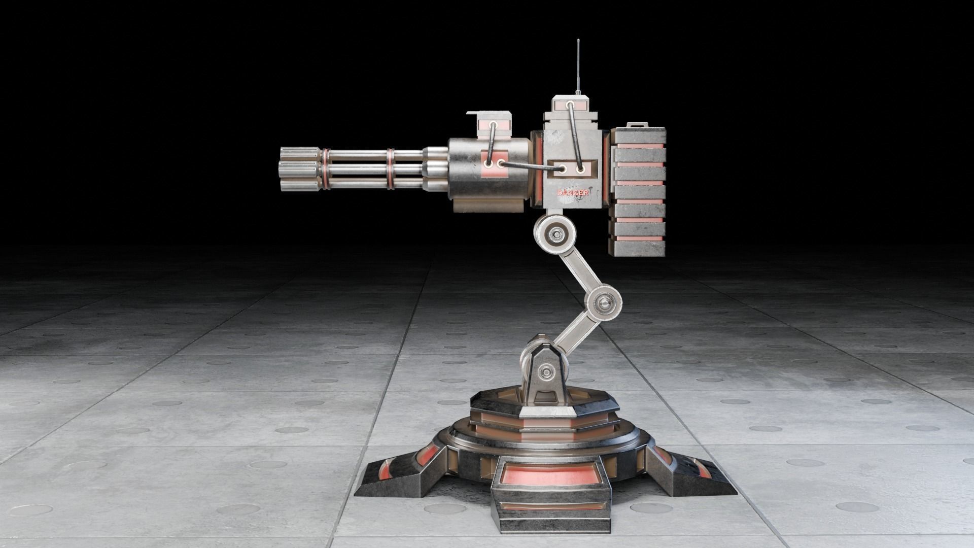 Automatic turret installation Low-poly 3D model_2