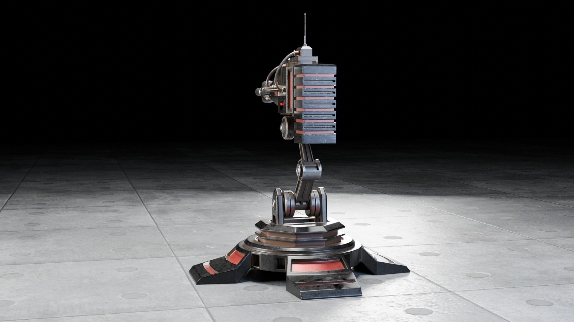 Automatic turret installation Low-poly 3D model_5