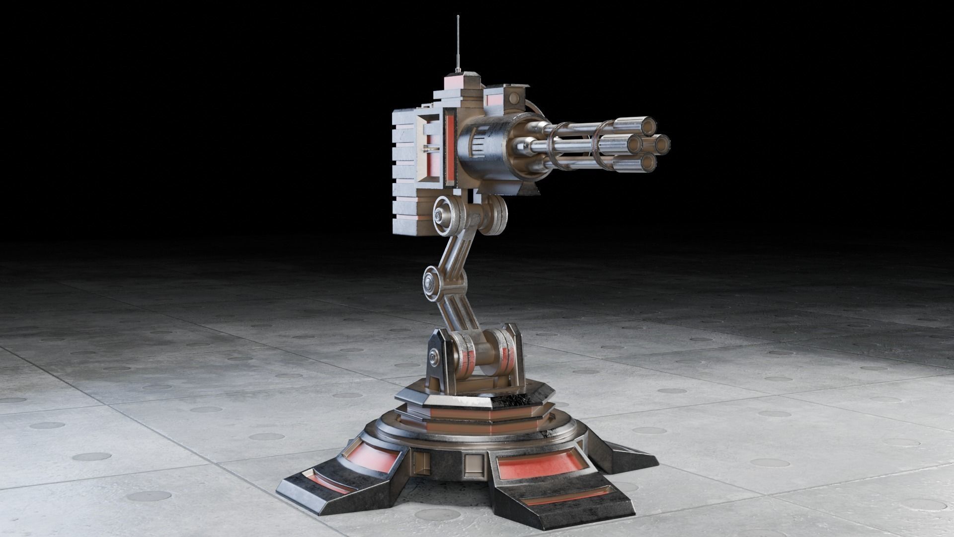 Automatic turret installation Low-poly 3D model_6