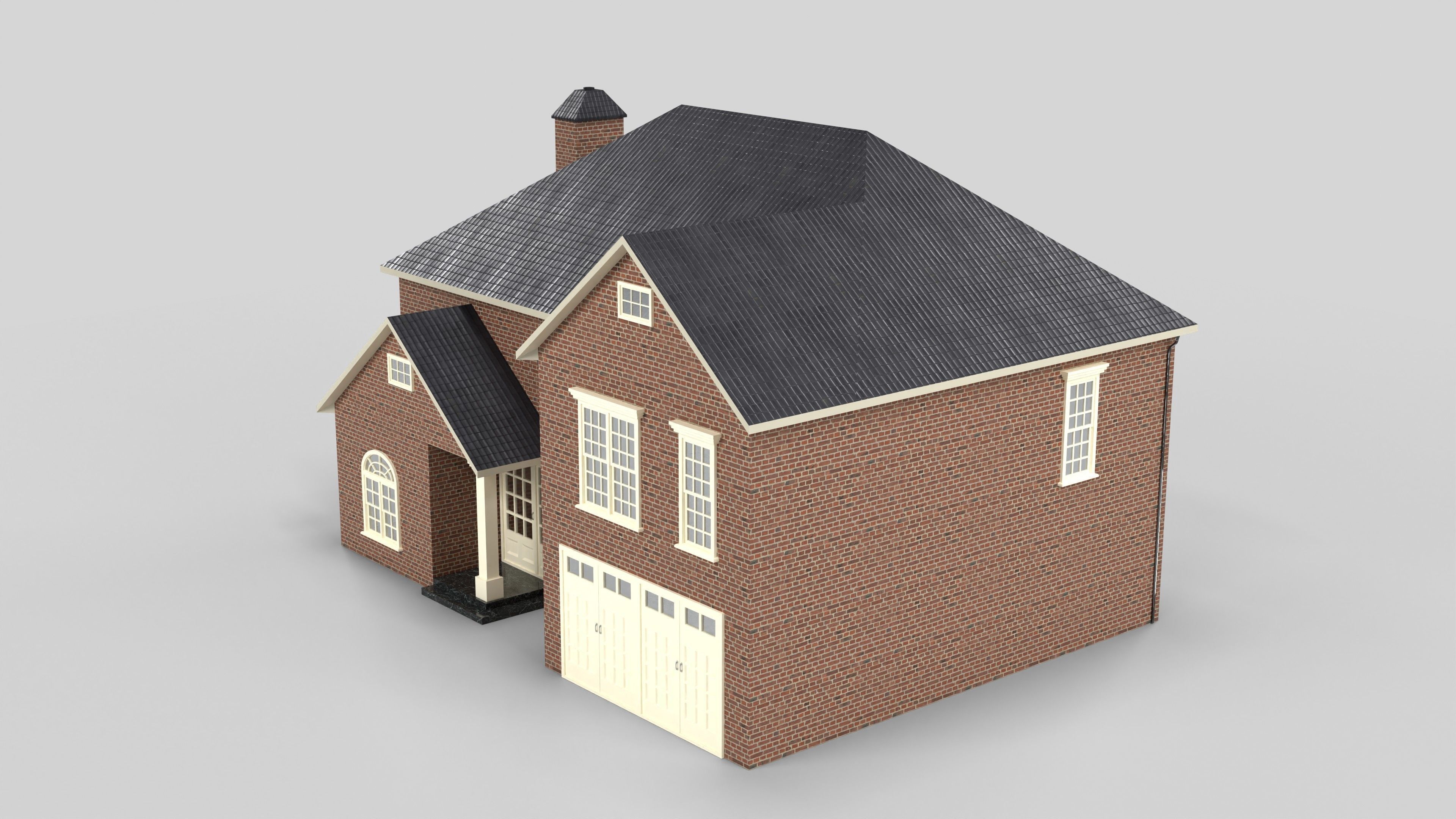 British House Design 12T4 Low-poly 3D model_5