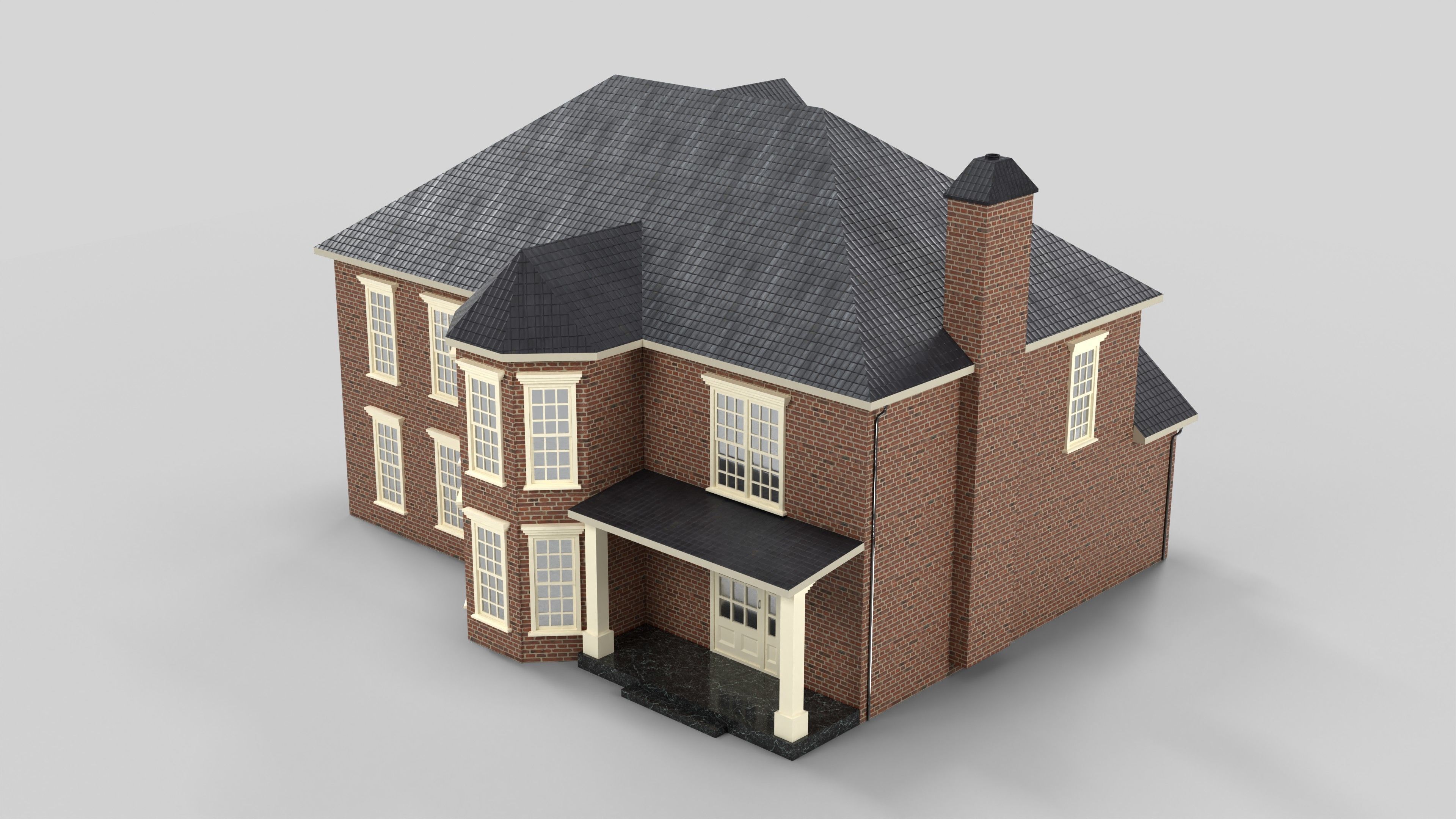 British House Design 12T4 Low-poly 3D model_2