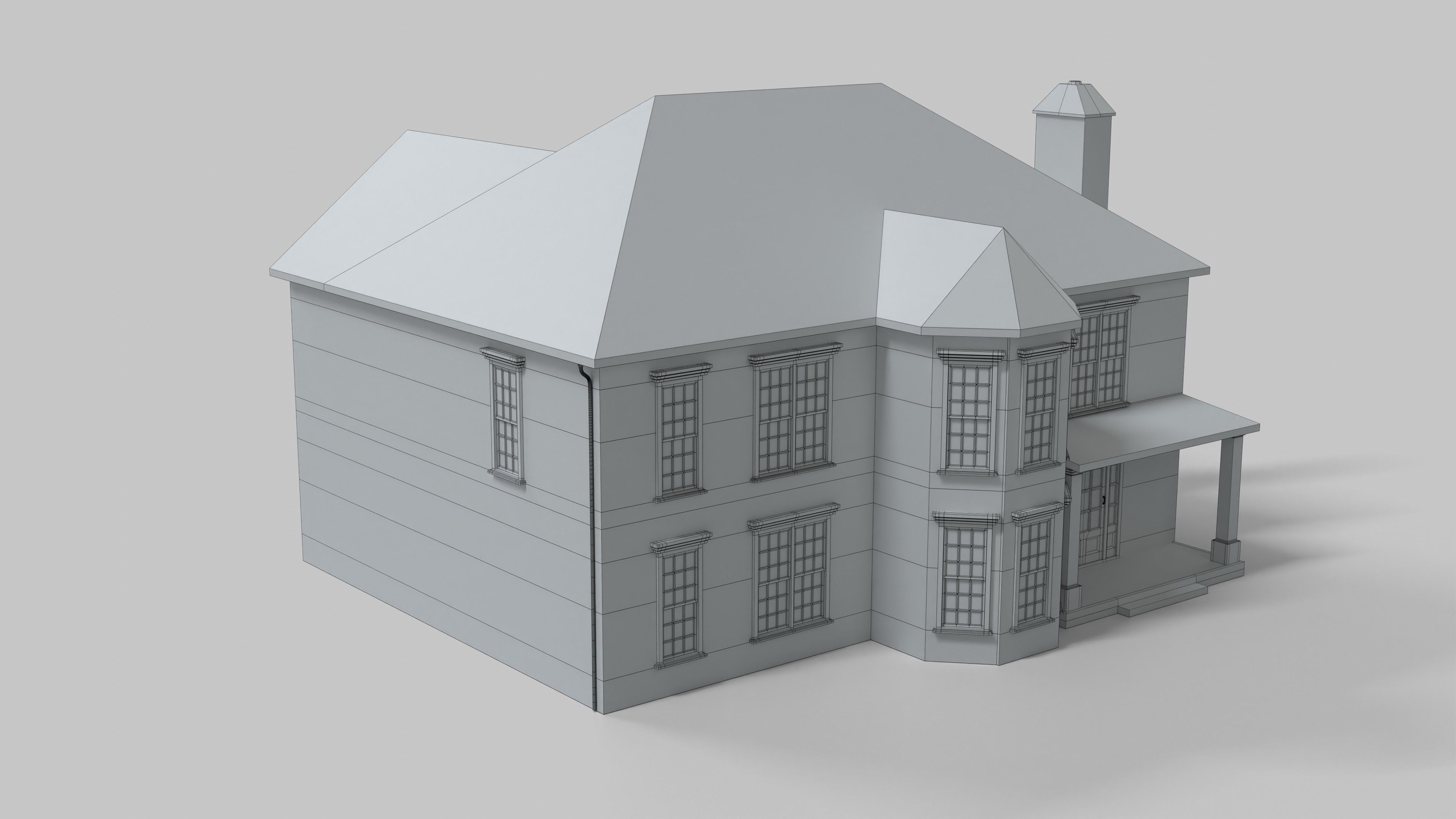 British House Design 12T4 Low-poly 3D model_7