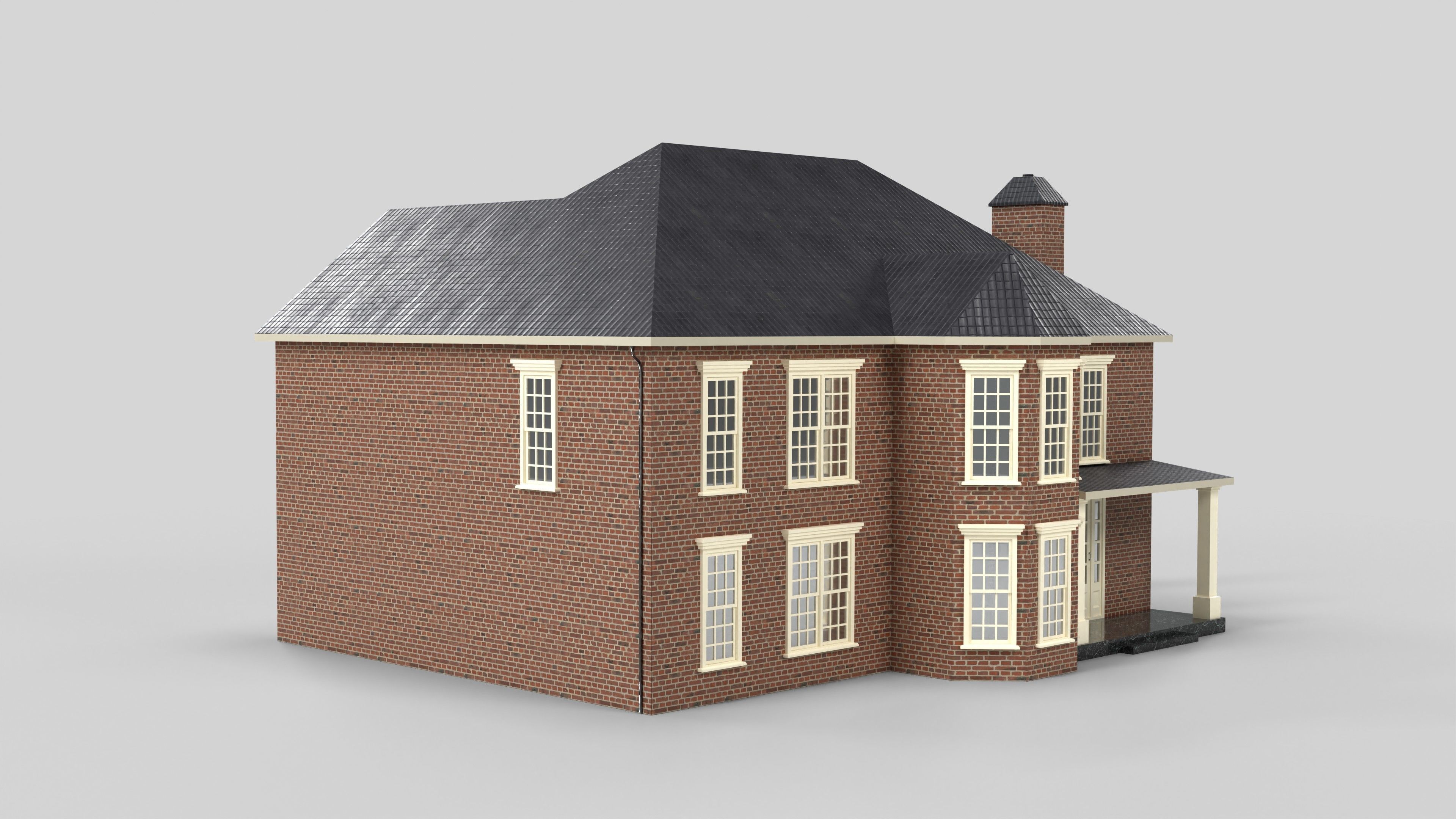 British House Design 12T4 Low-poly 3D model_3
