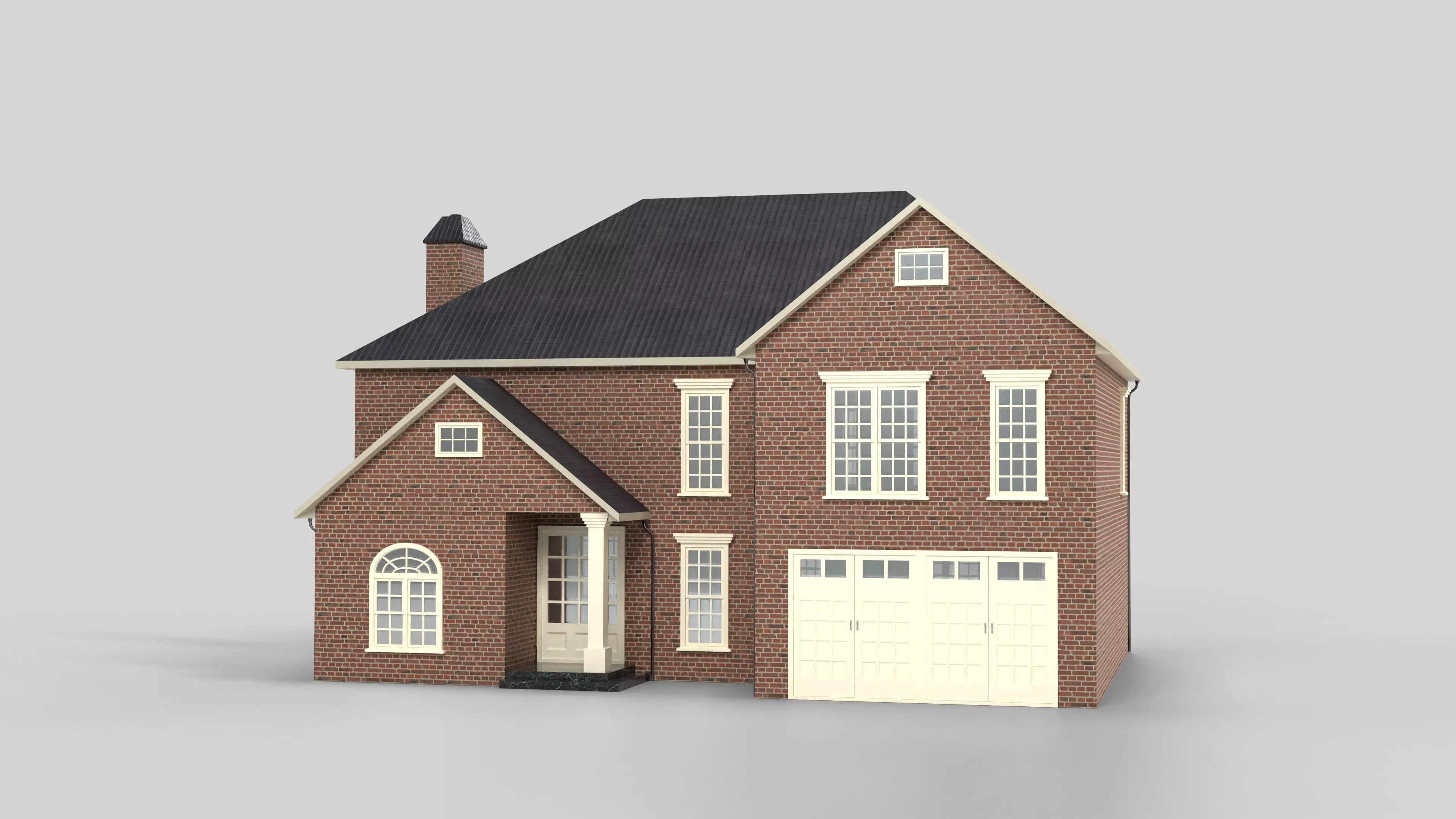 British House Design 12T4 Low-poly 3D model_0