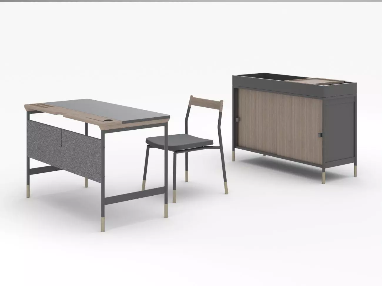 Working desk set 3D model