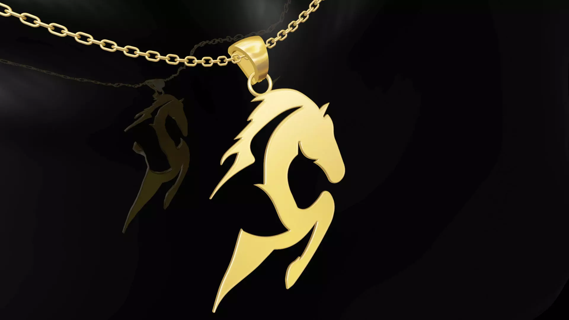 Fast Horse gold pendant jewelry 3D print model