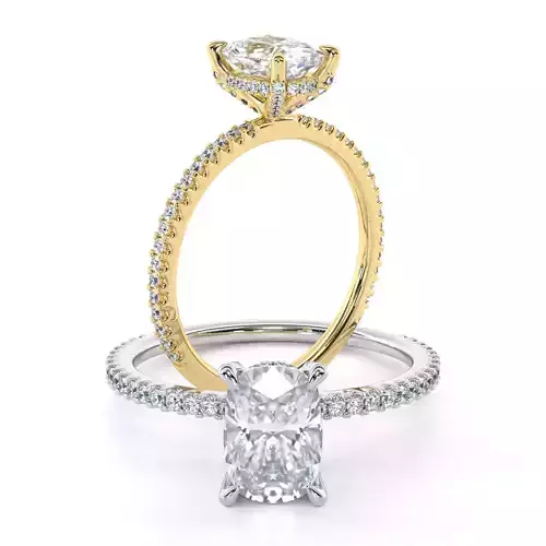 Cushion cut diamond ring with belt