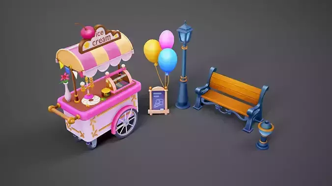 stylized ice cream pack scene