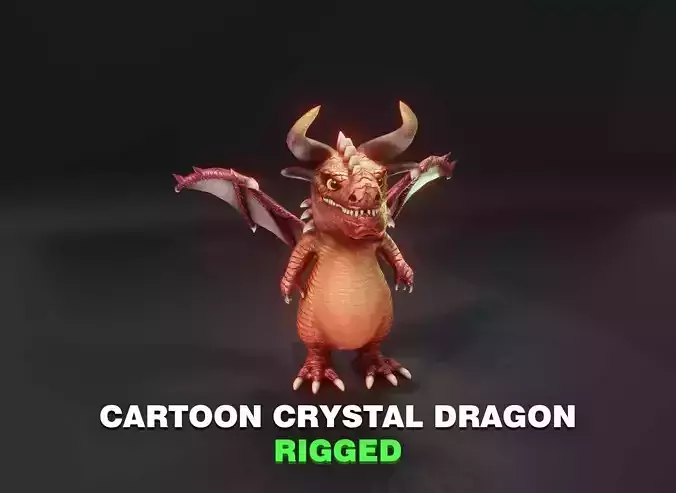 Cartoon Crystal Dragon Rigged 3D Model Low-poly 3D model Cartoon Crystal Dragon Rigged 3D Model Low-poly 3D model