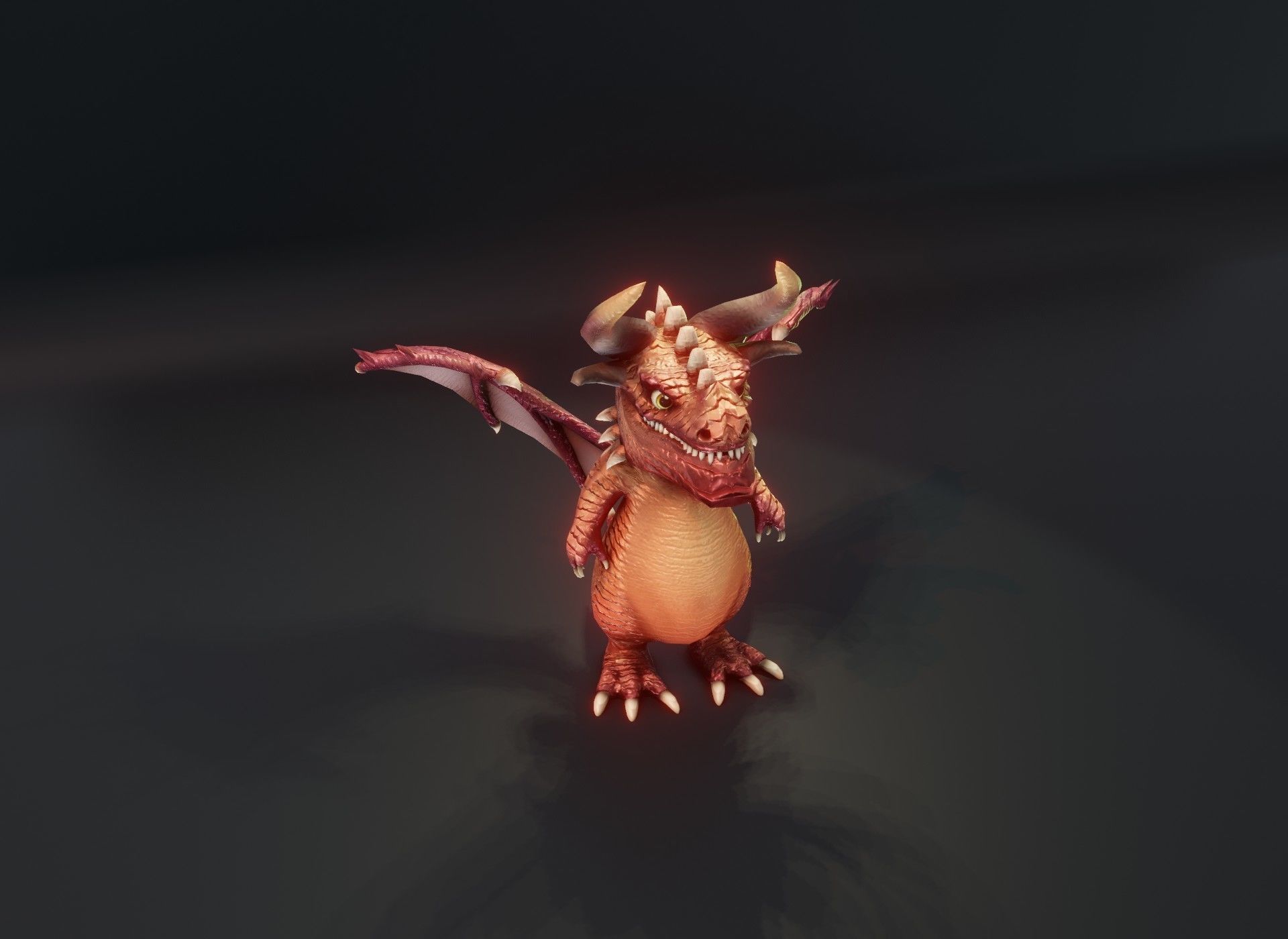 Cartoon Crystal Dragon Rigged 3D Model Low-poly 3D model_12