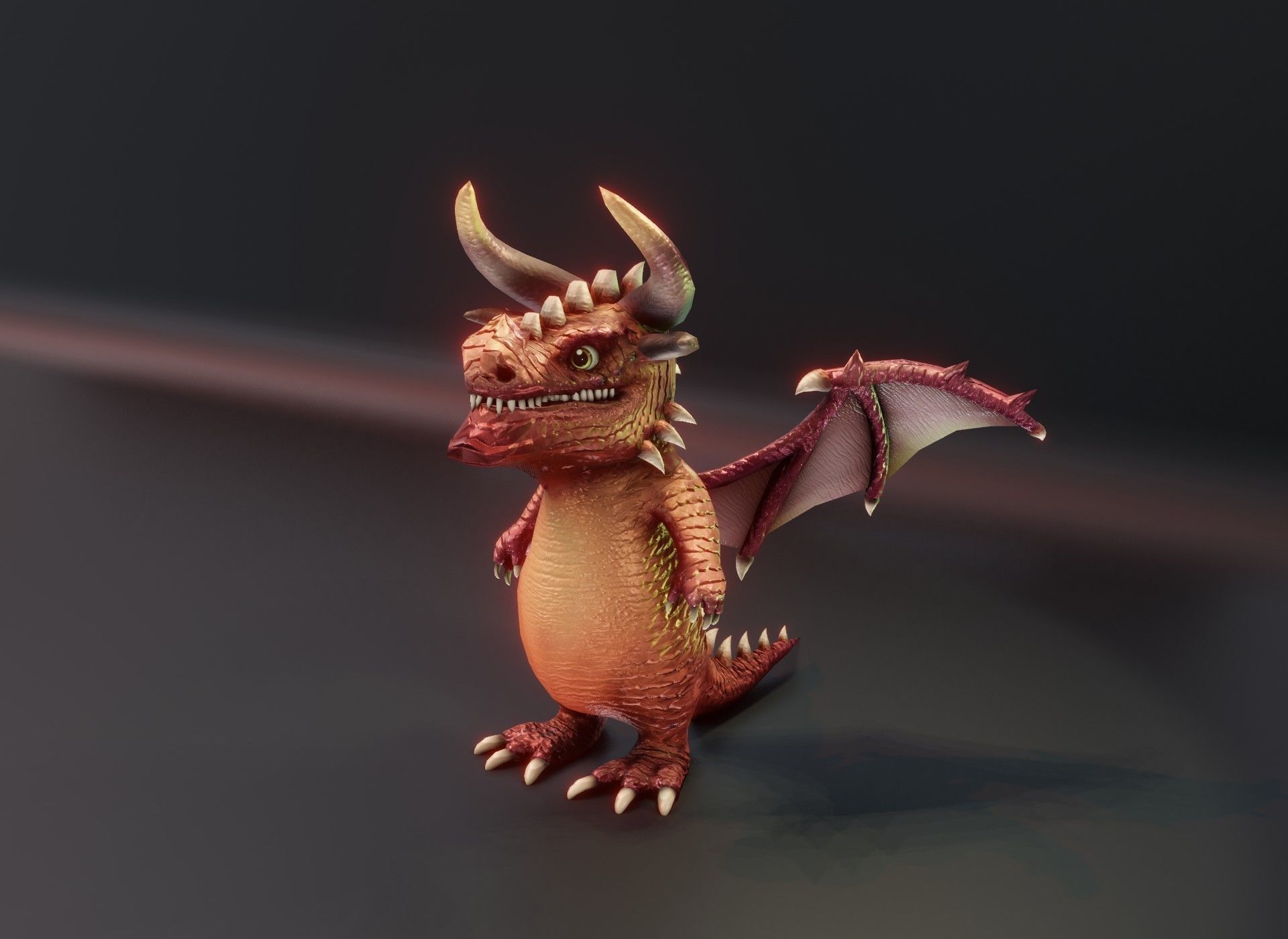 Cartoon Crystal Dragon Rigged 3D Model Low-poly 3D model_7