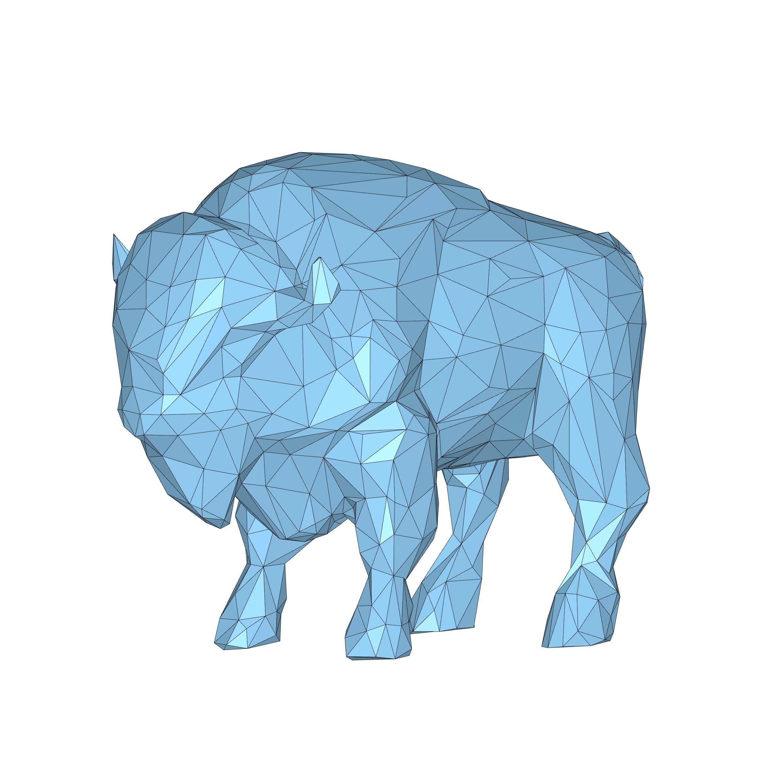 Bison Low Poly 3D model_6