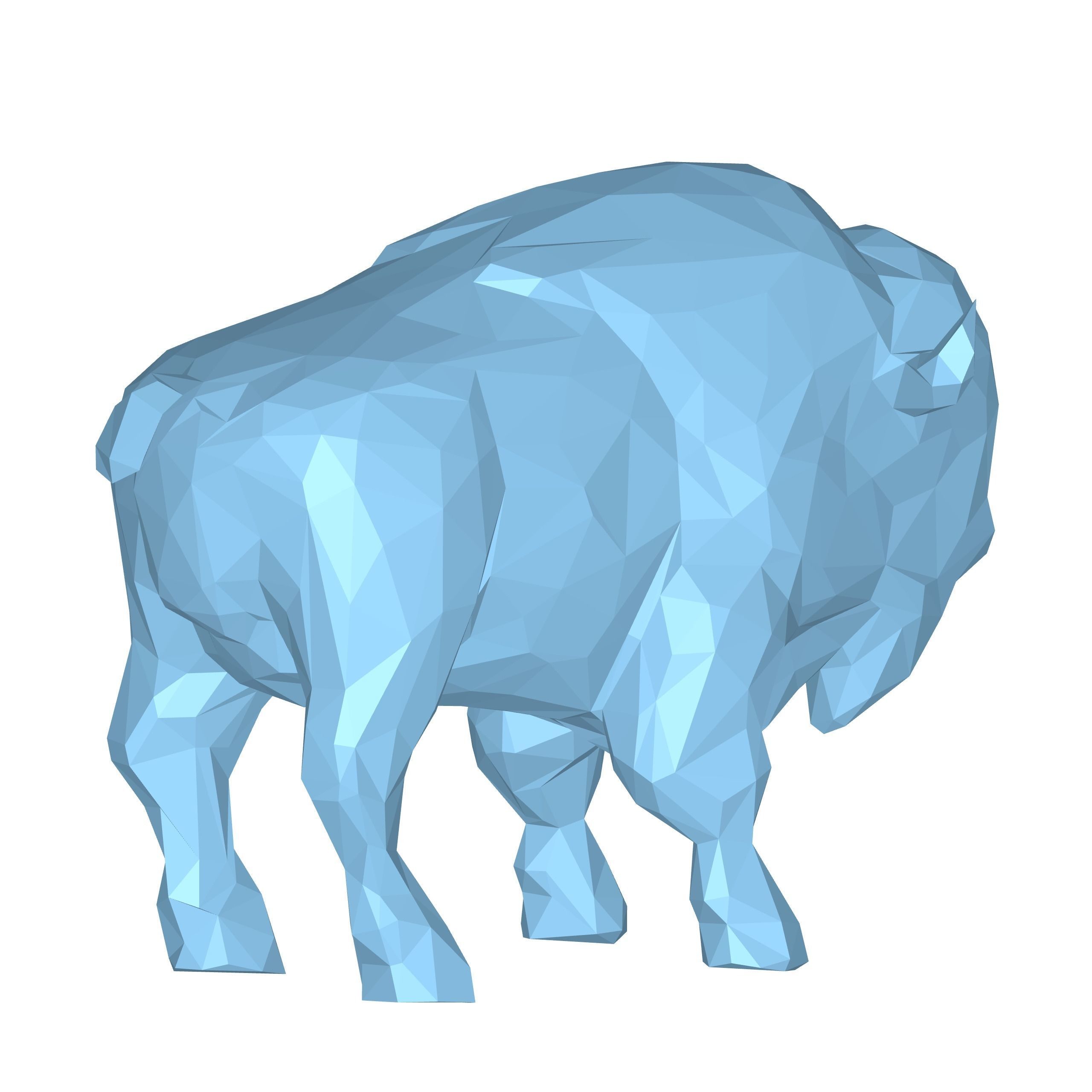 Bison Low Poly 3D model_4