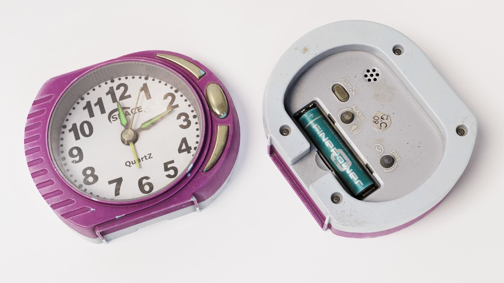 Alarm Clock old vintage plastic painted da1 Low-poly 3D model_6