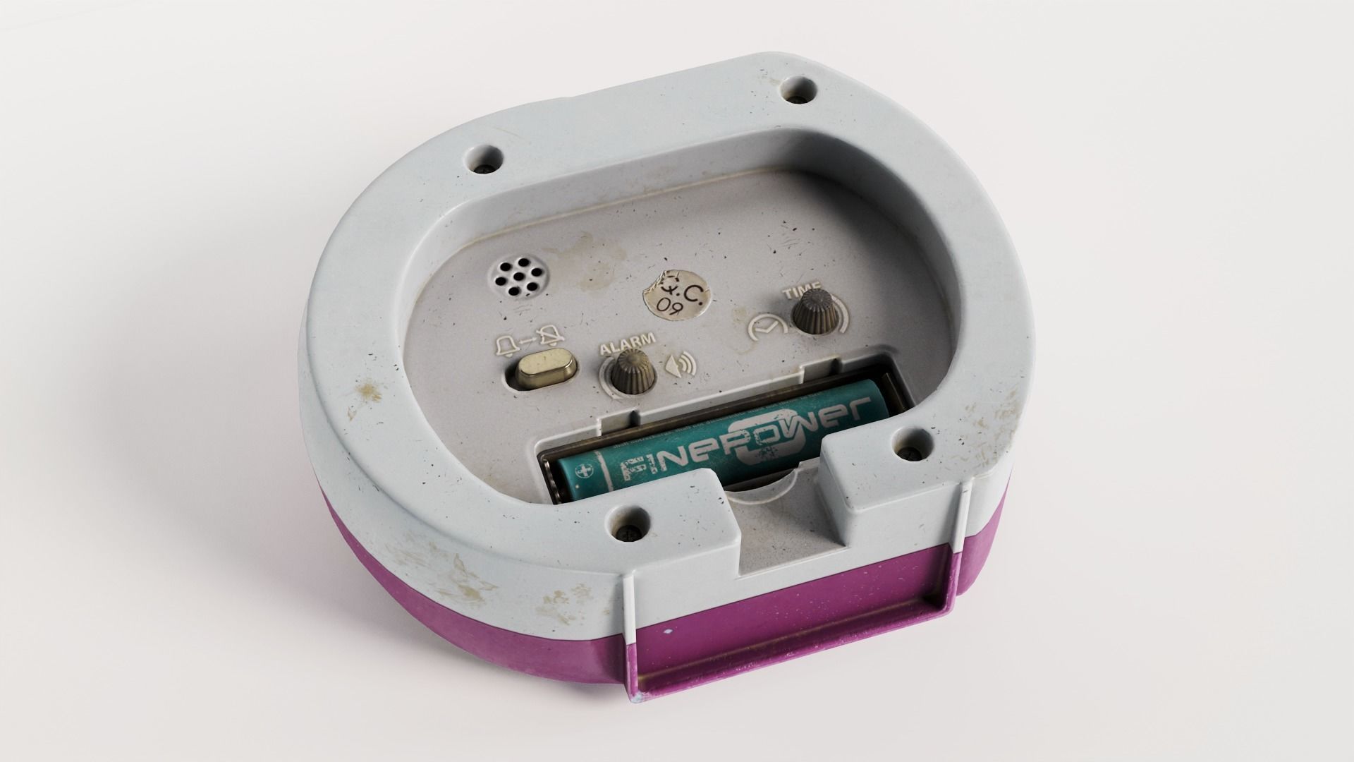 Alarm Clock old vintage plastic painted da1 Low-poly 3D model_5