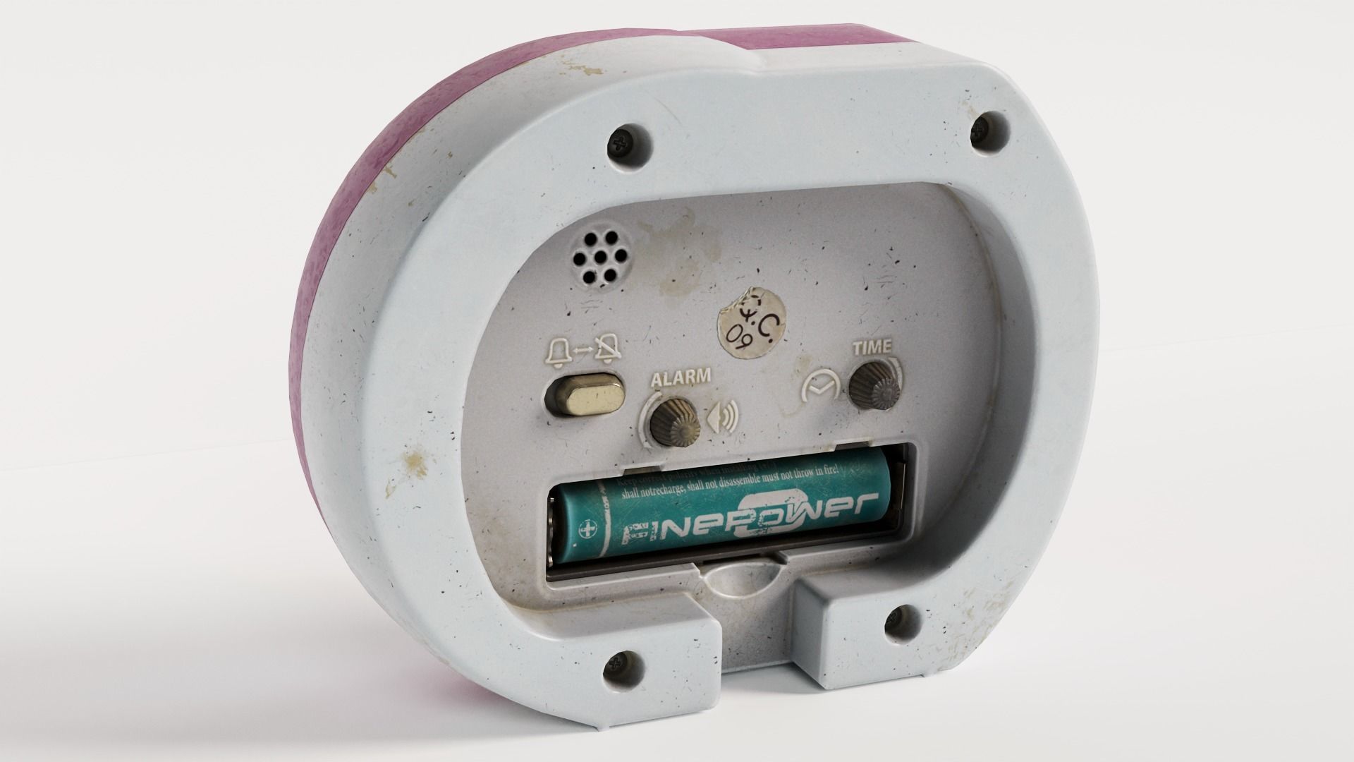 Alarm Clock old vintage plastic painted da1 Low-poly 3D model_4