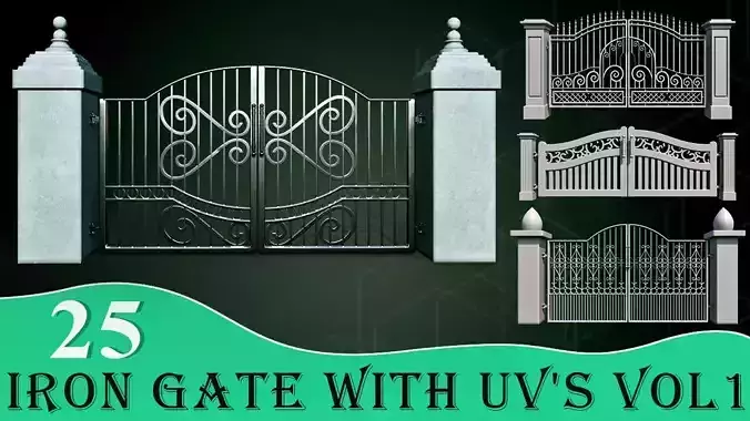 25 Iron Gate With UVs Vol 1 Low-poly 3D model