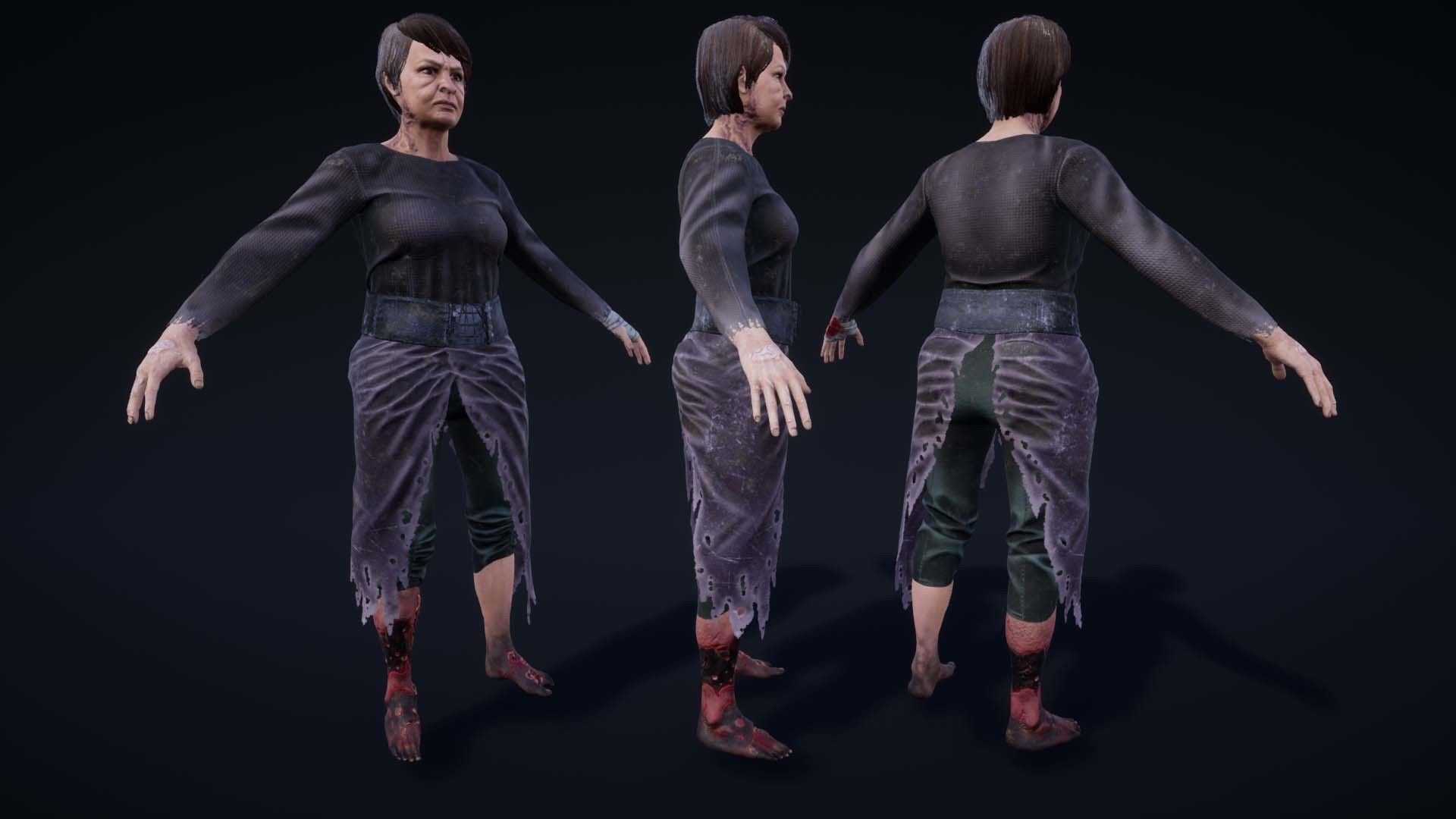 NPC Beggars Pack Low-poly 3D model_14