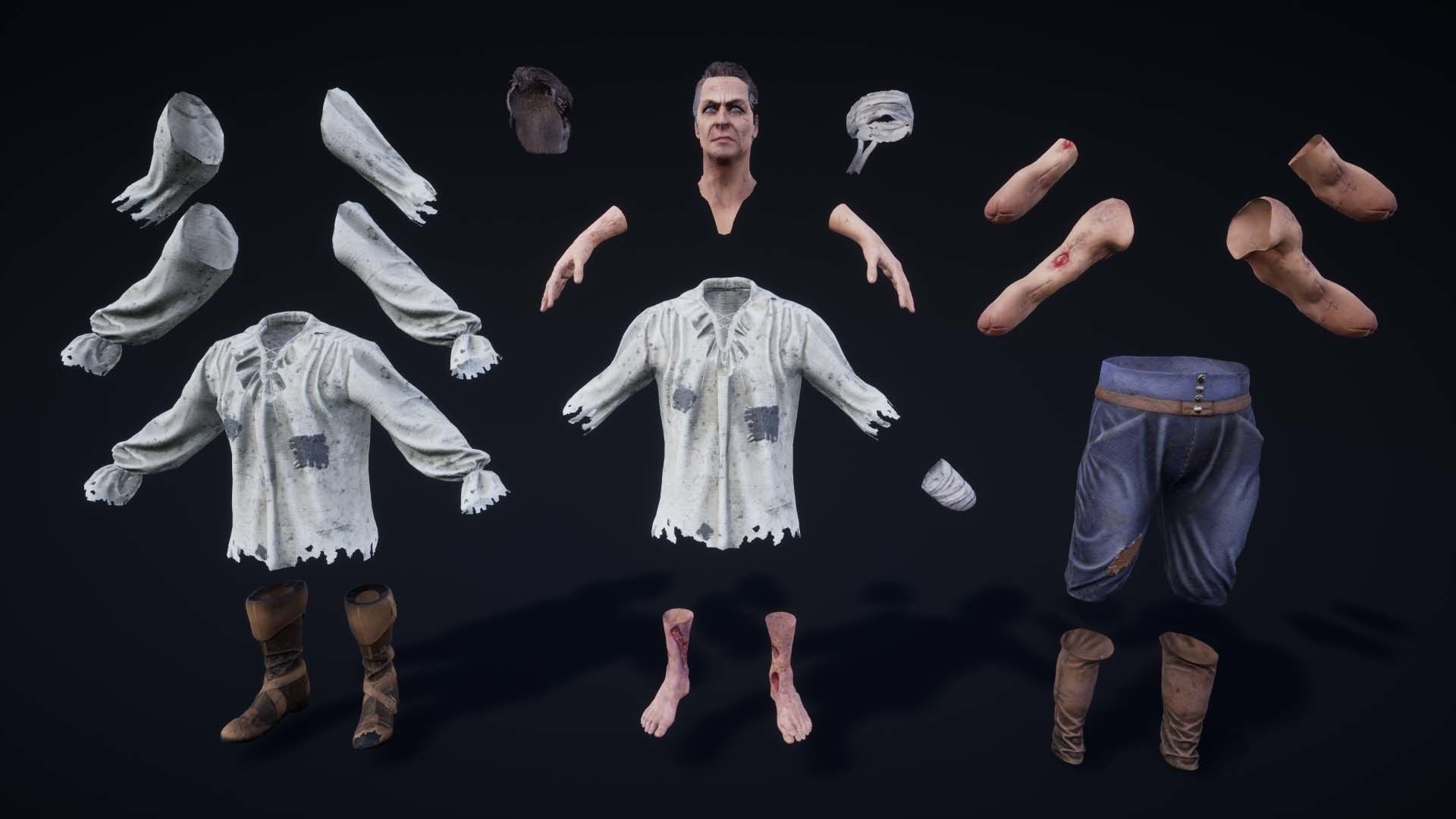 NPC Beggars Pack Low-poly 3D model_22