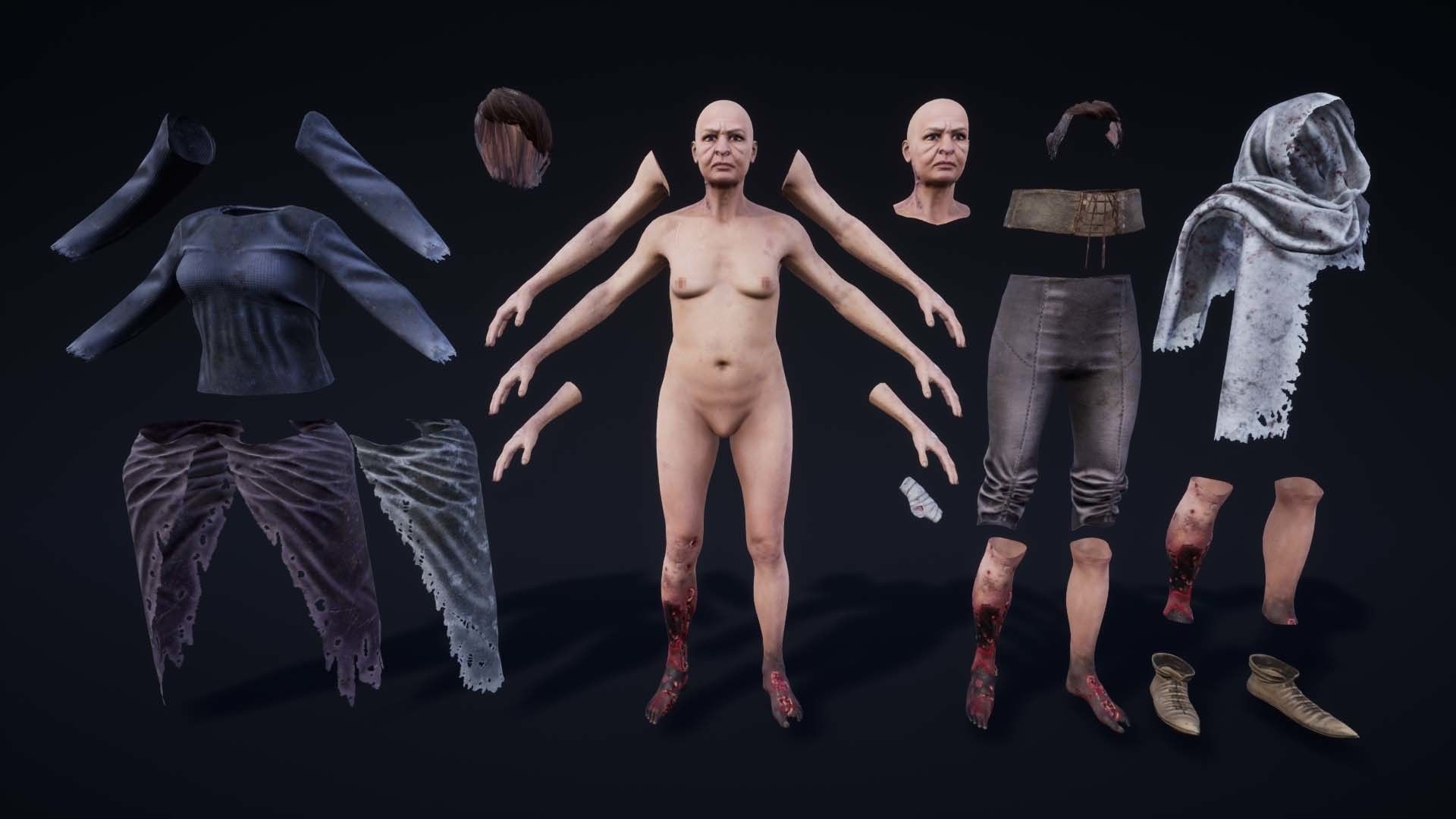 NPC Beggars Pack Low-poly 3D model_15