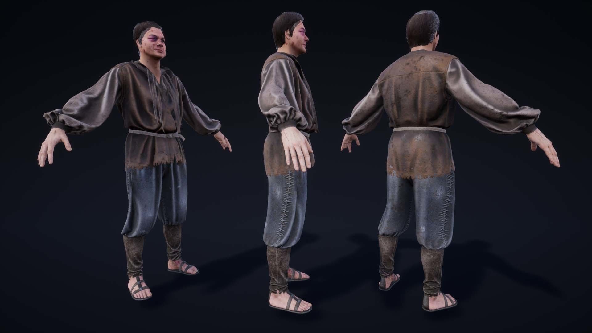 NPC Beggars Pack Low-poly 3D model_10