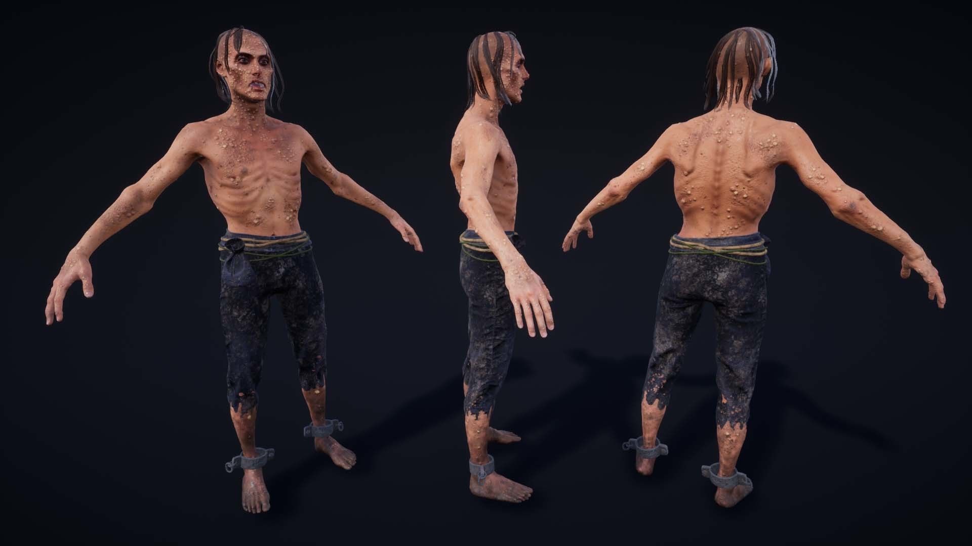 NPC Beggars Pack Low-poly 3D model_18