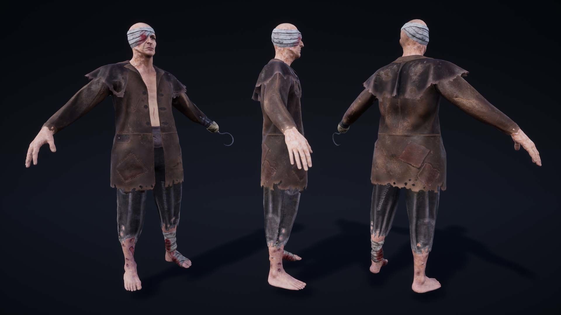 NPC Beggars Pack Low-poly 3D model_7