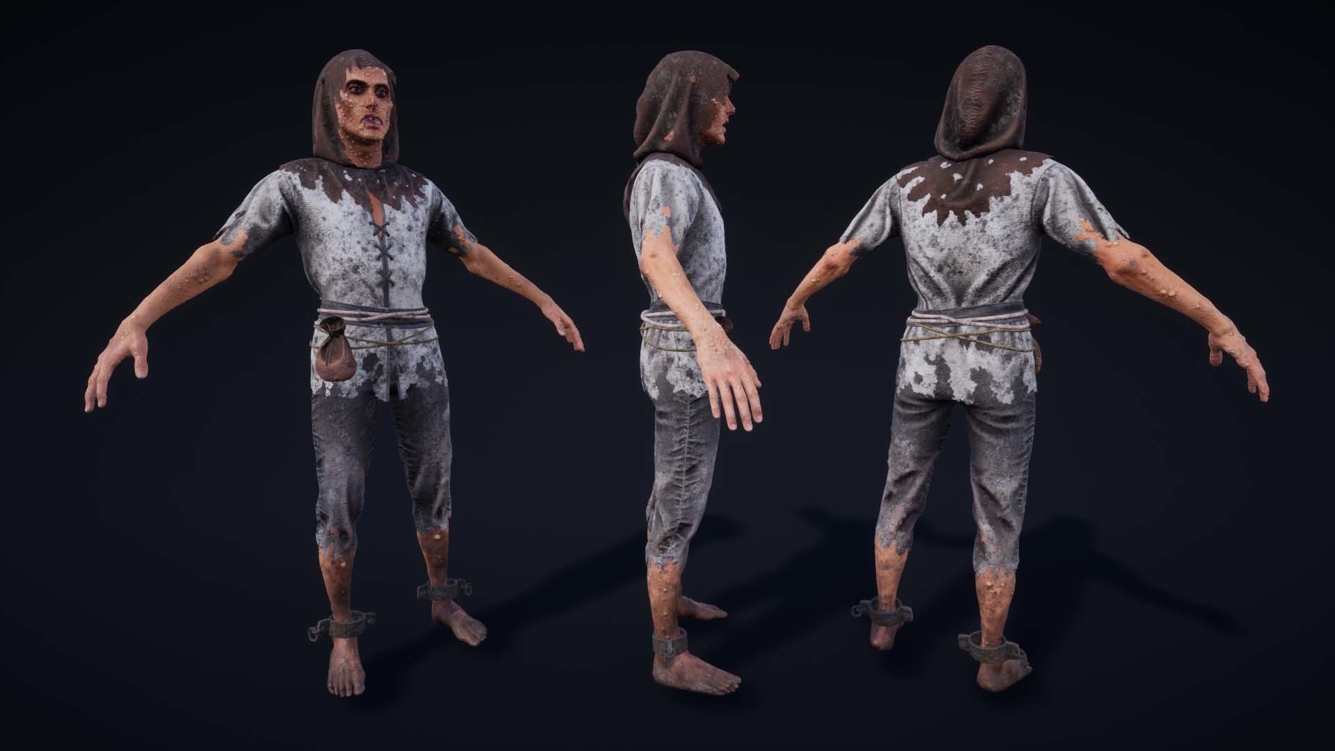 NPC Beggars Pack Low-poly 3D model_17