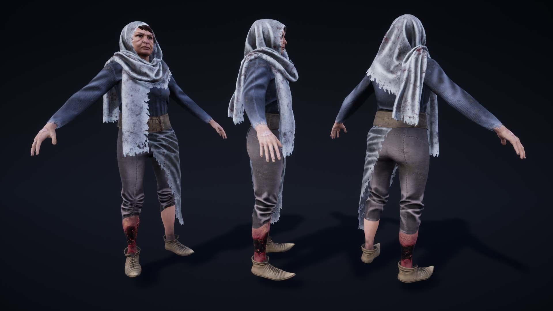 NPC Beggars Pack Low-poly 3D model_13