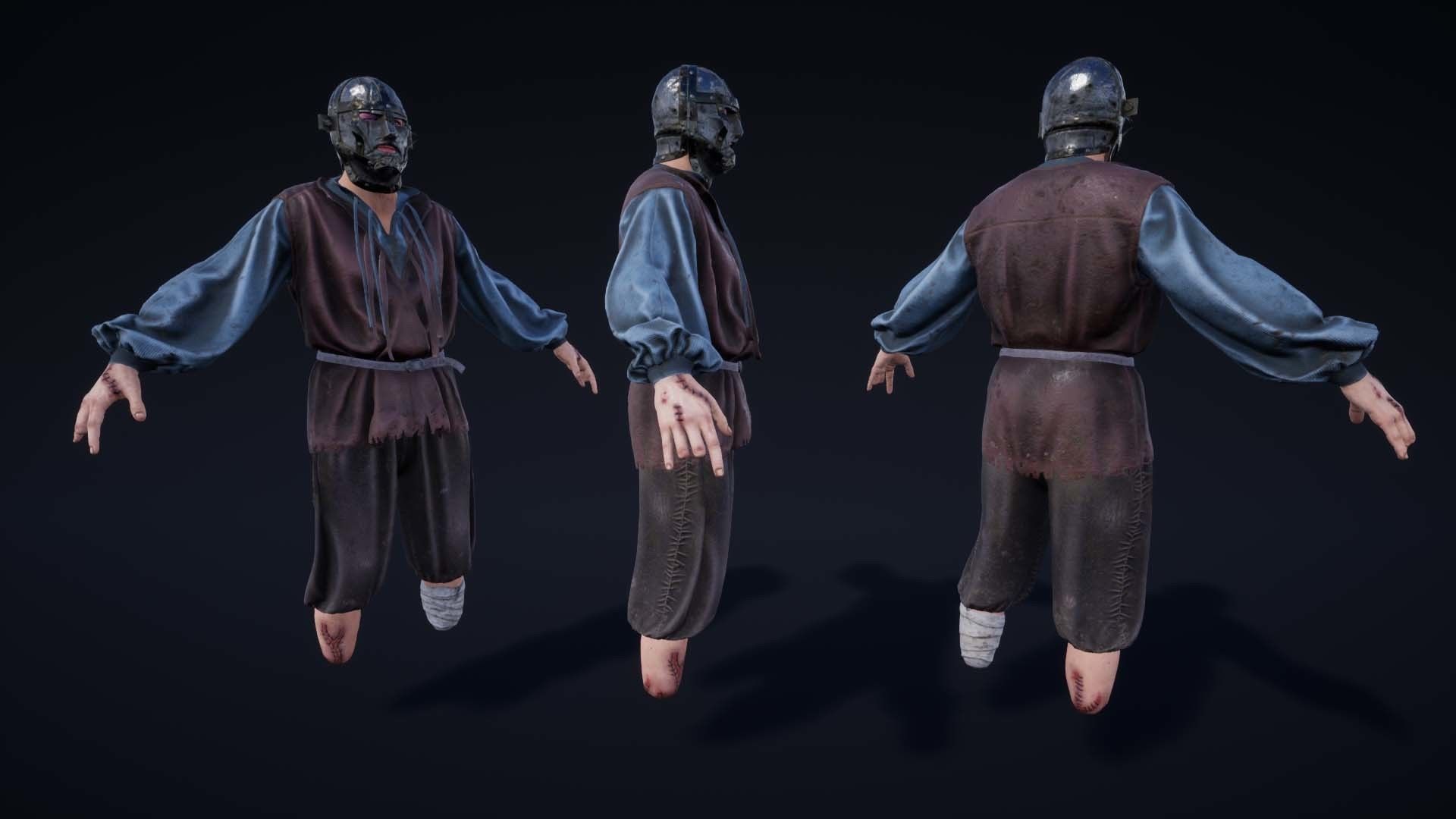 NPC Beggars Pack Low-poly 3D model_11
