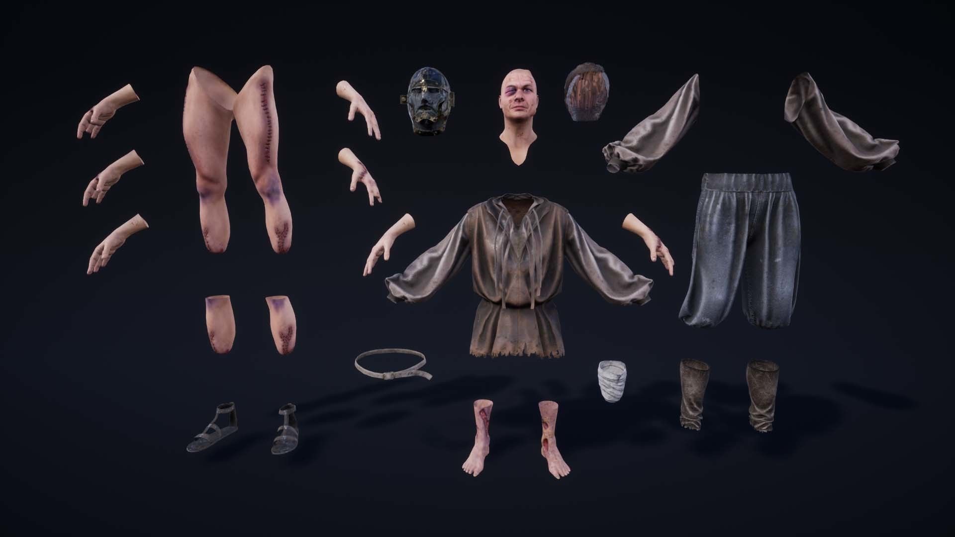 NPC Beggars Pack Low-poly 3D model_12