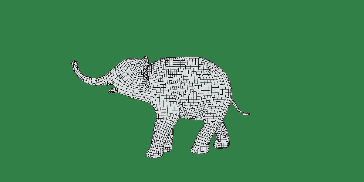 Baby Elephant Calf Low-poly 3D model_20