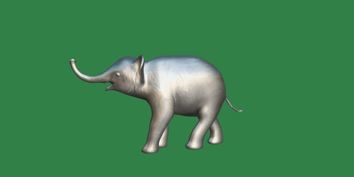 Baby Elephant Calf Low-poly 3D model_19