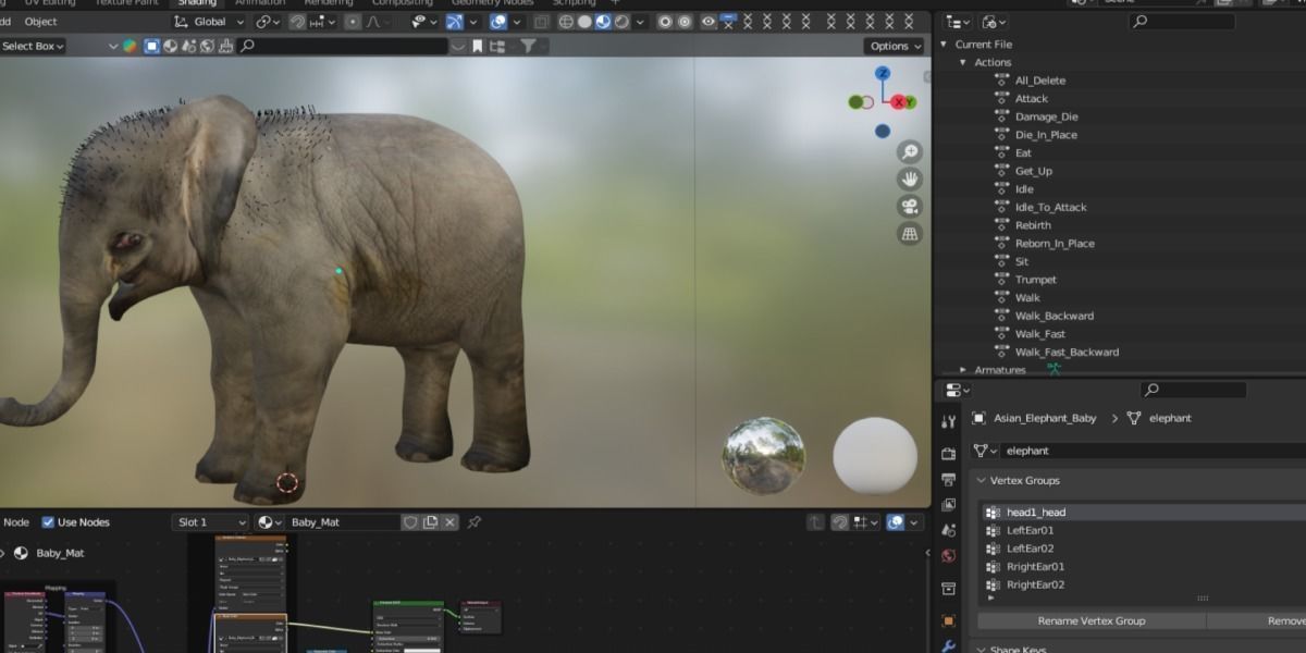 Baby Elephant Calf Low-poly 3D model_2