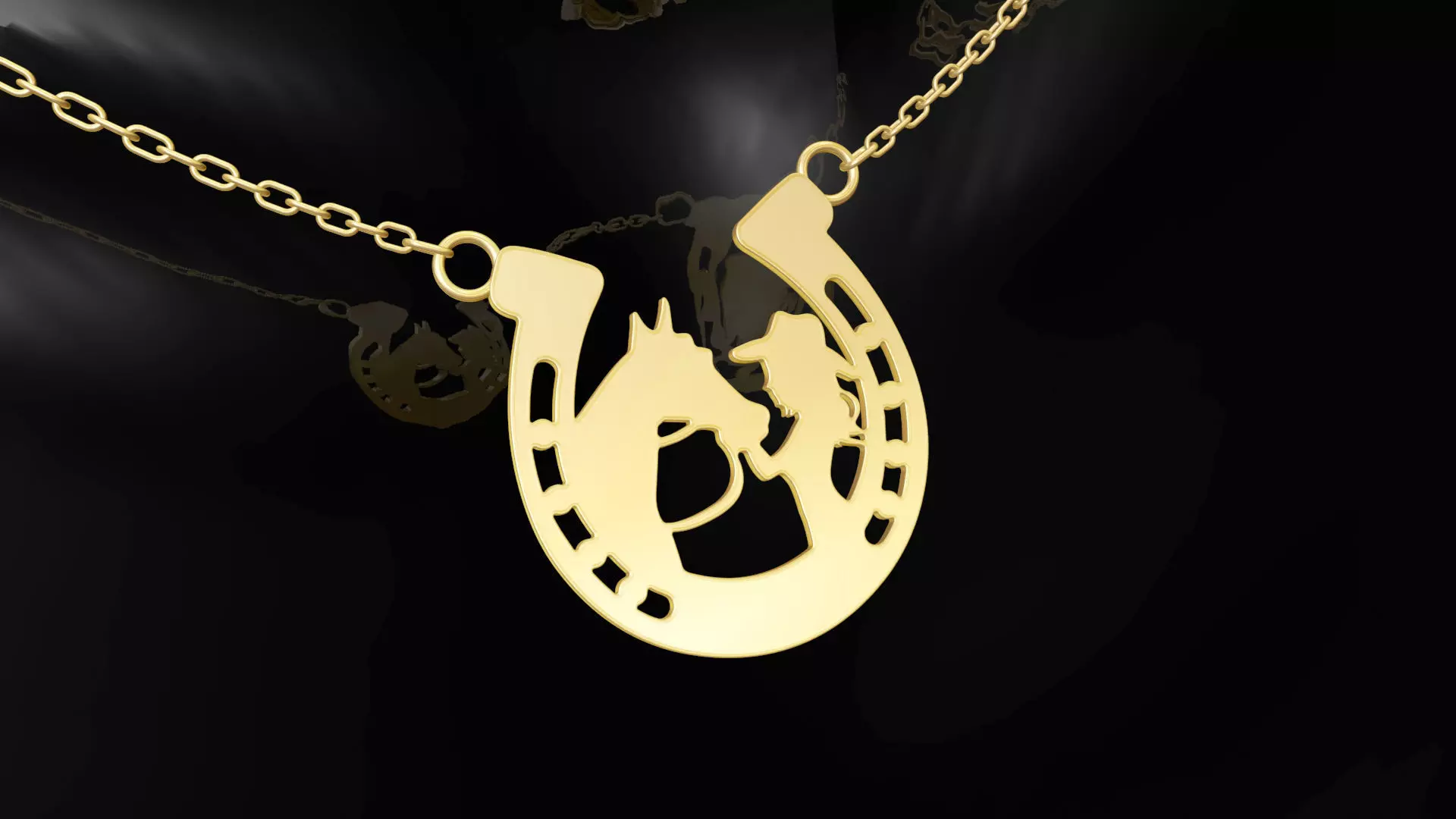 Girl Lucky Horse Gold Pendant Jewelry Free 3D print model