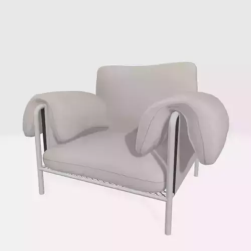 ALVA WHITE LEATHER ARMCHAIR Low-poly 3D model