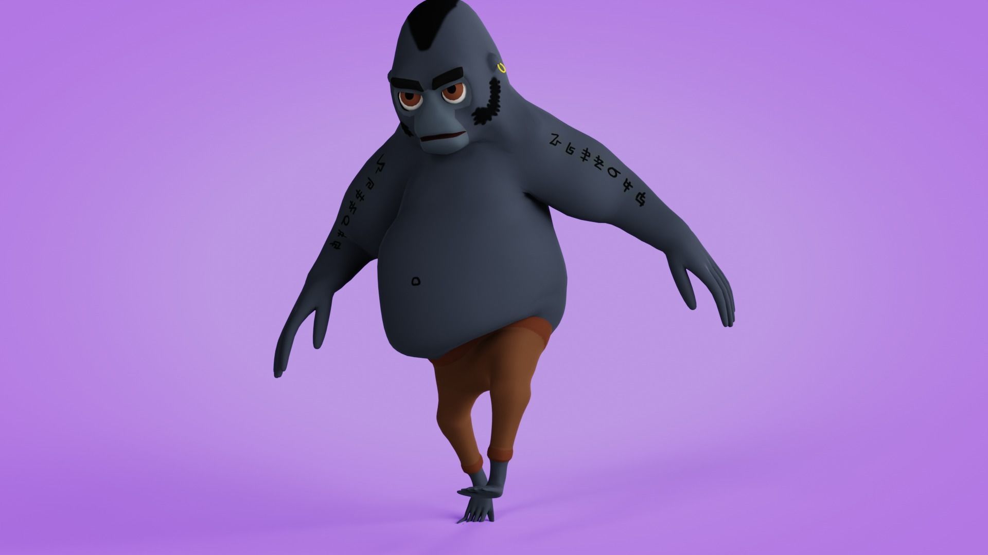 3D model Animated Cartoon Gorilla Bodyguard Enemy VR / AR / low-poly ...