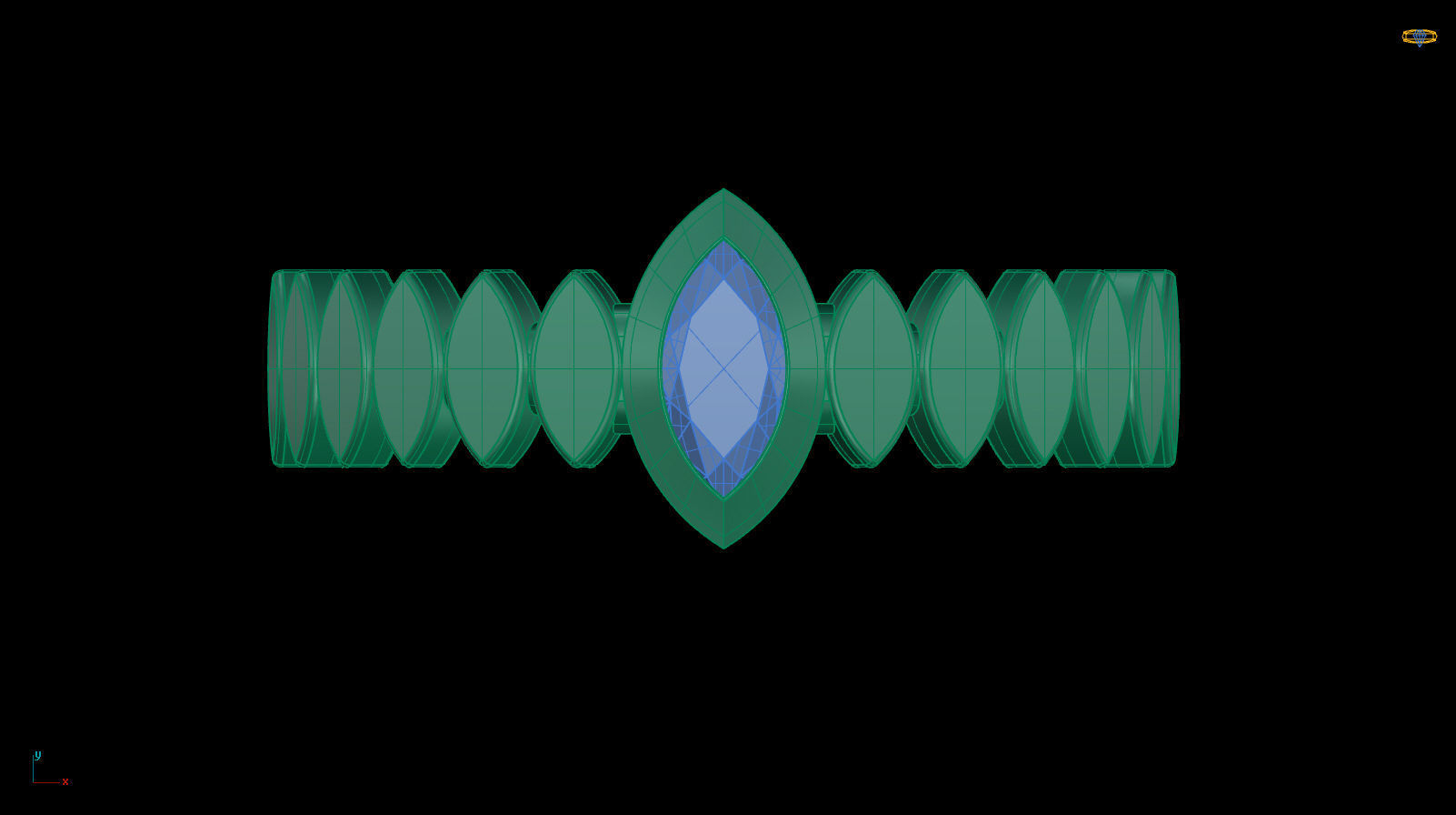 Marquise 6x3 mm Ring with Marquise shape rail 3D print model_12
