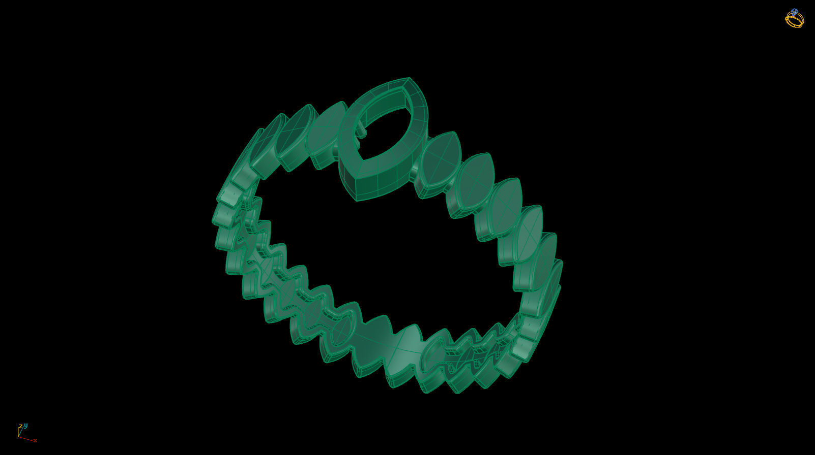 Marquise 6x3 mm Ring with Marquise shape rail 3D print model_15