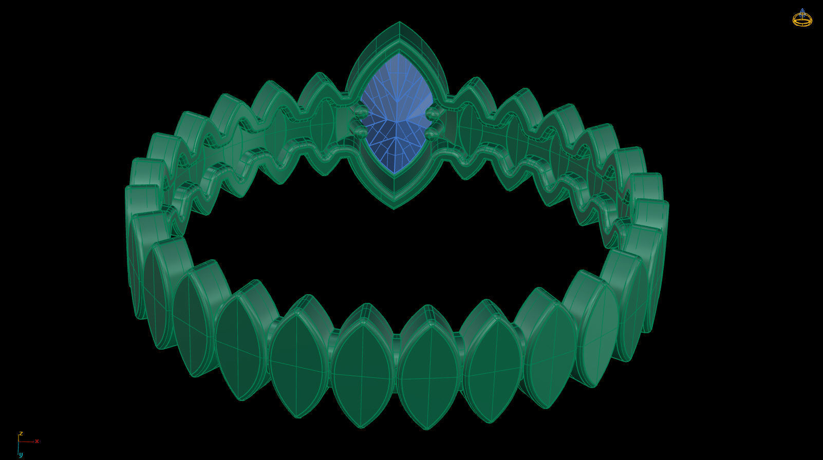 Marquise 6x3 mm Ring with Marquise shape rail 3D print model_14