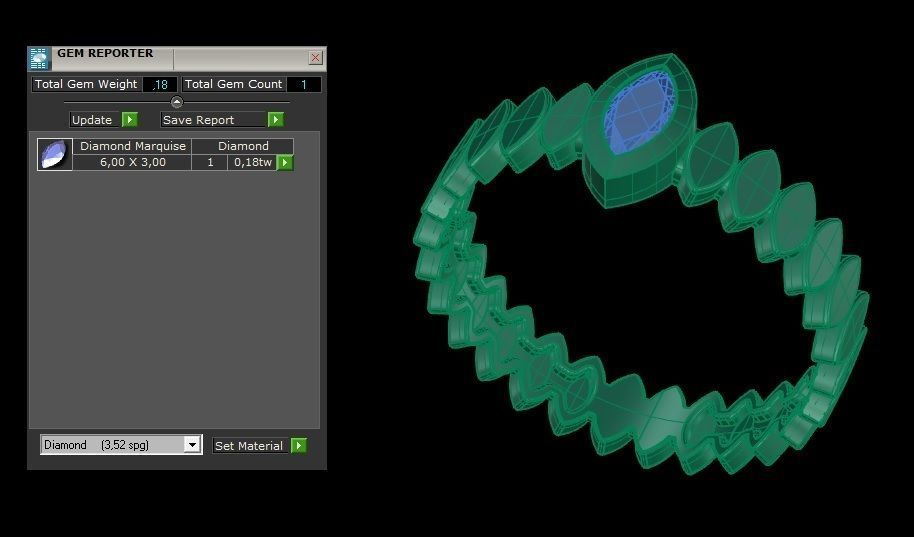 Marquise 6x3 mm Ring with Marquise shape rail 3D print model_4
