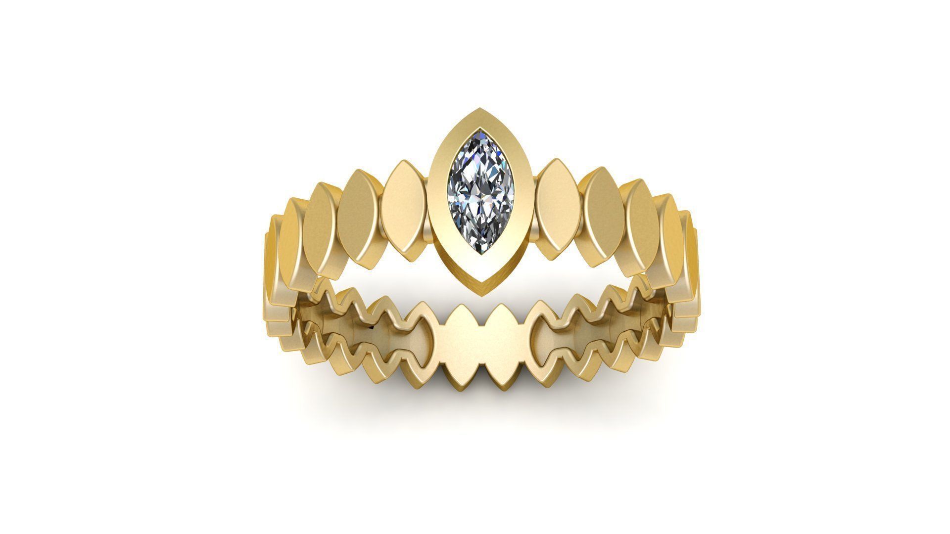 Marquise 6x3 mm Ring with Marquise shape rail 3D print model_1