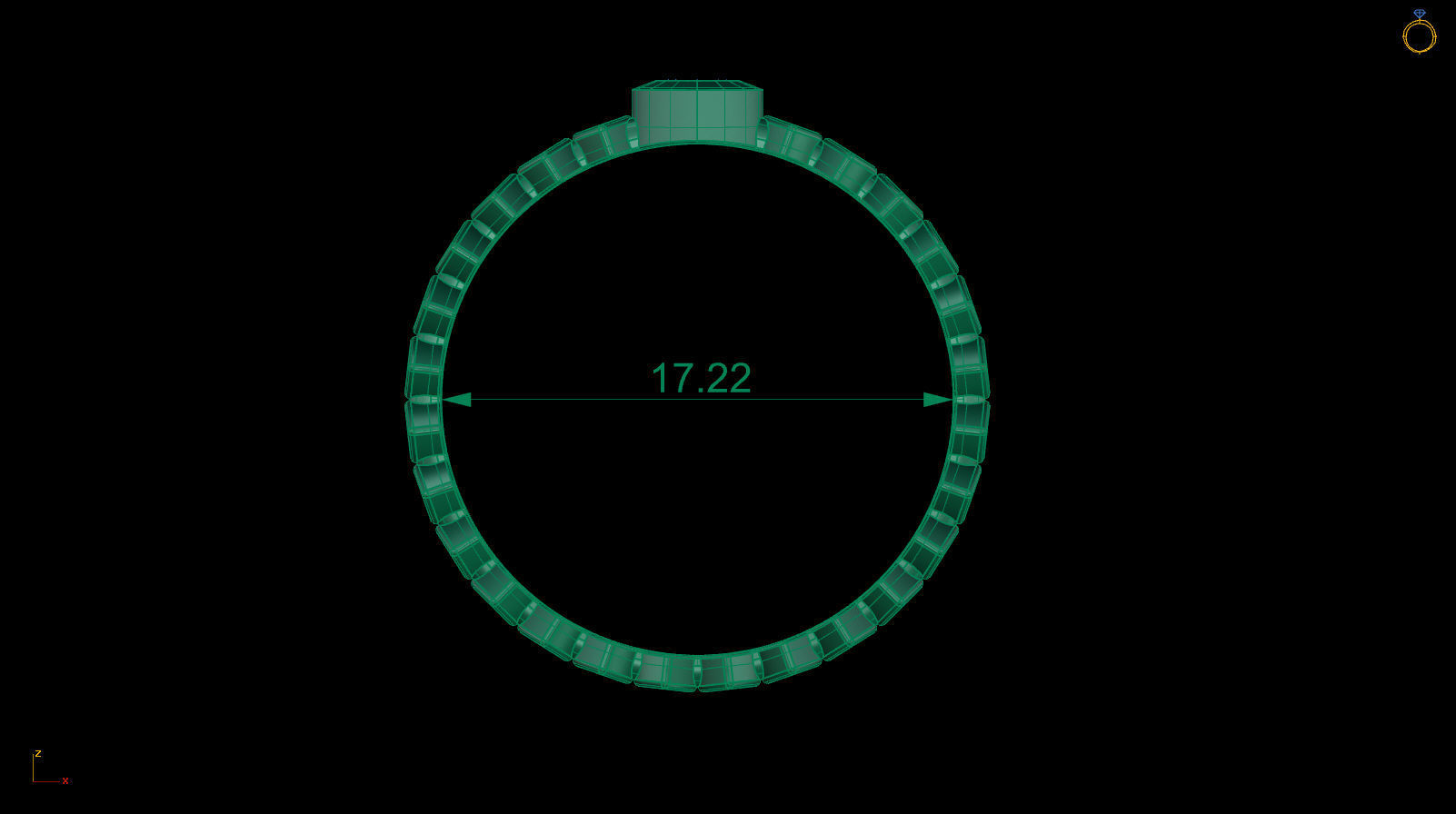 Marquise 6x3 mm Ring with Marquise shape rail 3D print model_5
