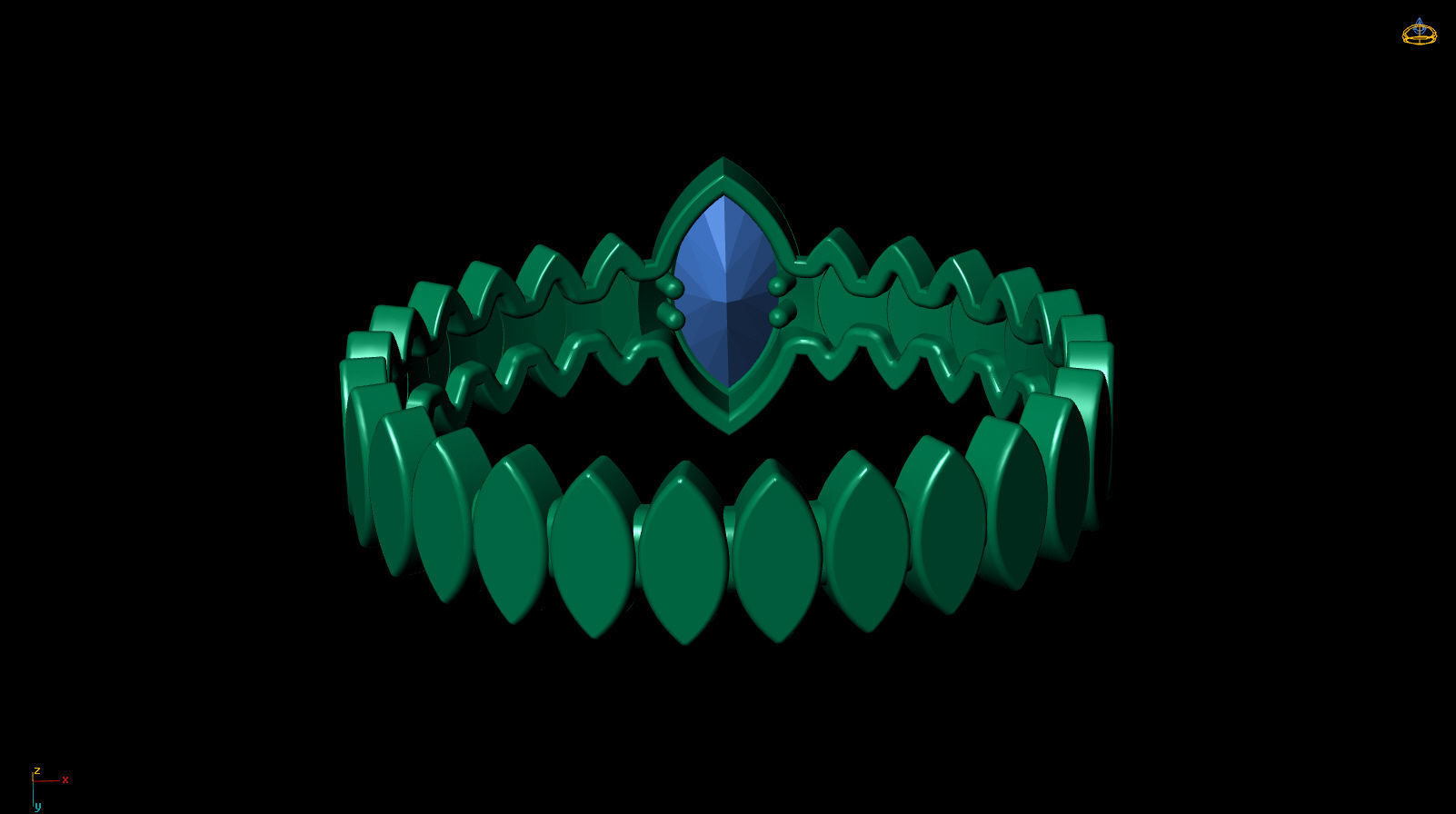 Marquise 6x3 mm Ring with Marquise shape rail 3D print model_8